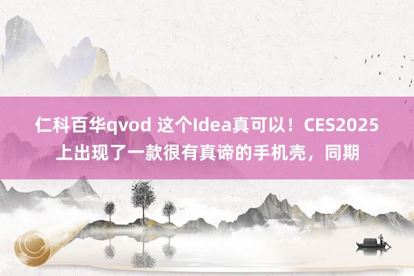 仁科百华qvod 这个Idea真可以！CES2025上出现了一款很有真谛的手机壳